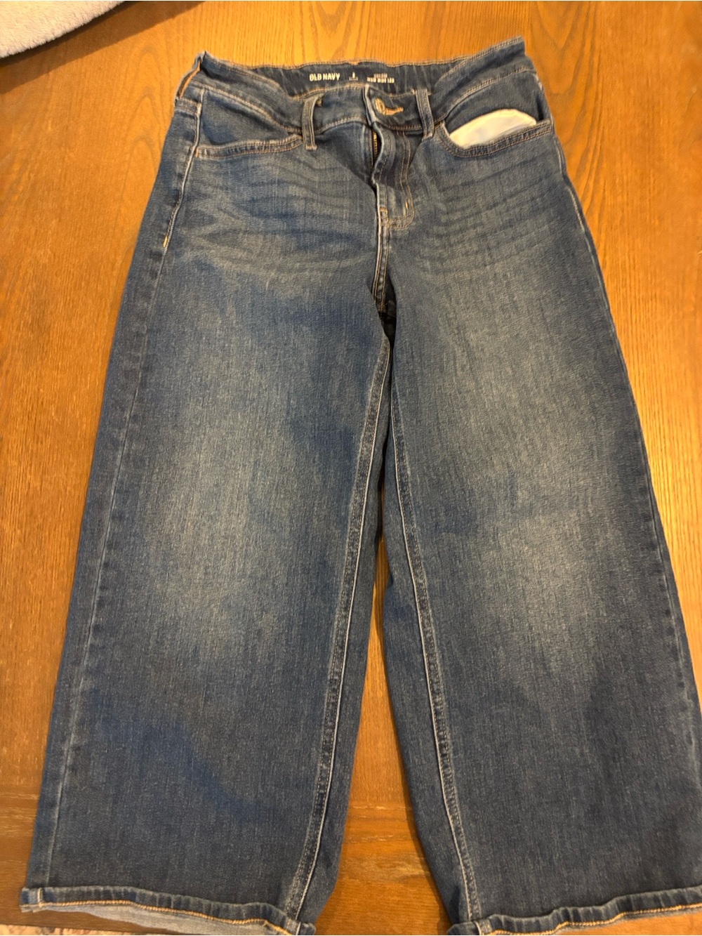 Old Navy high-rise wow wide leg petite cropped jeans, medium blue
